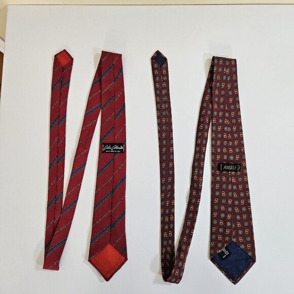 Equestrian Themed Silk Tie Lot of 2 Angeli CarIo Colorado Italy AOP W4 L57.5 - Picture 3 of 16